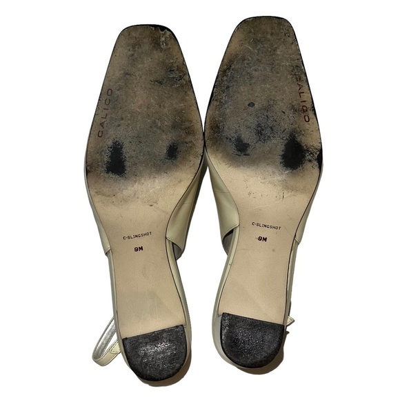 Calico Vintage (EUC) Cream Leather Slingback Sandals Size 9 - Picture 8 of 10